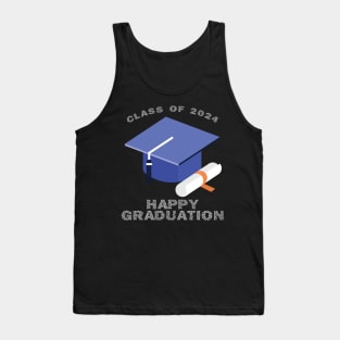 Class of 2024 Happy Graduation Cap - Graduation Celebration Tank Top